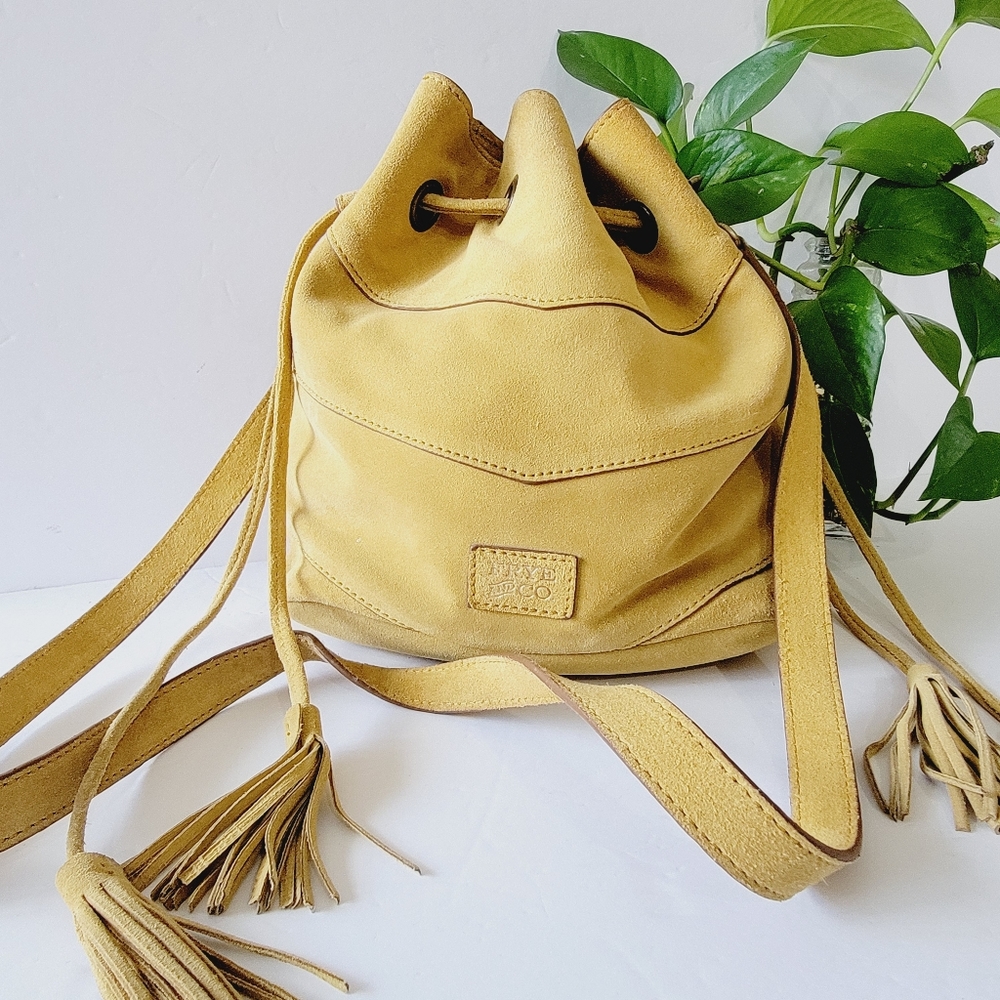 Frye and Co. CADEN  bucket drawstring sueded leather purse bag crossbody
